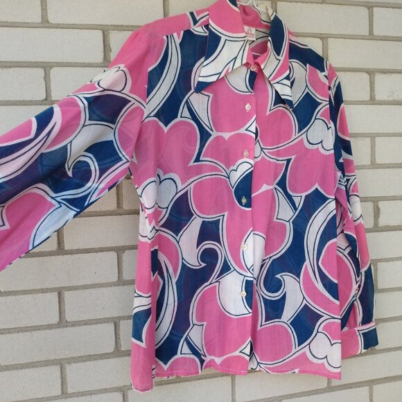 Vintage 60s 70s White Stag Disco Shirt 44" Bust Size 20 Large Butterfly Collar - Picture 11 of 13